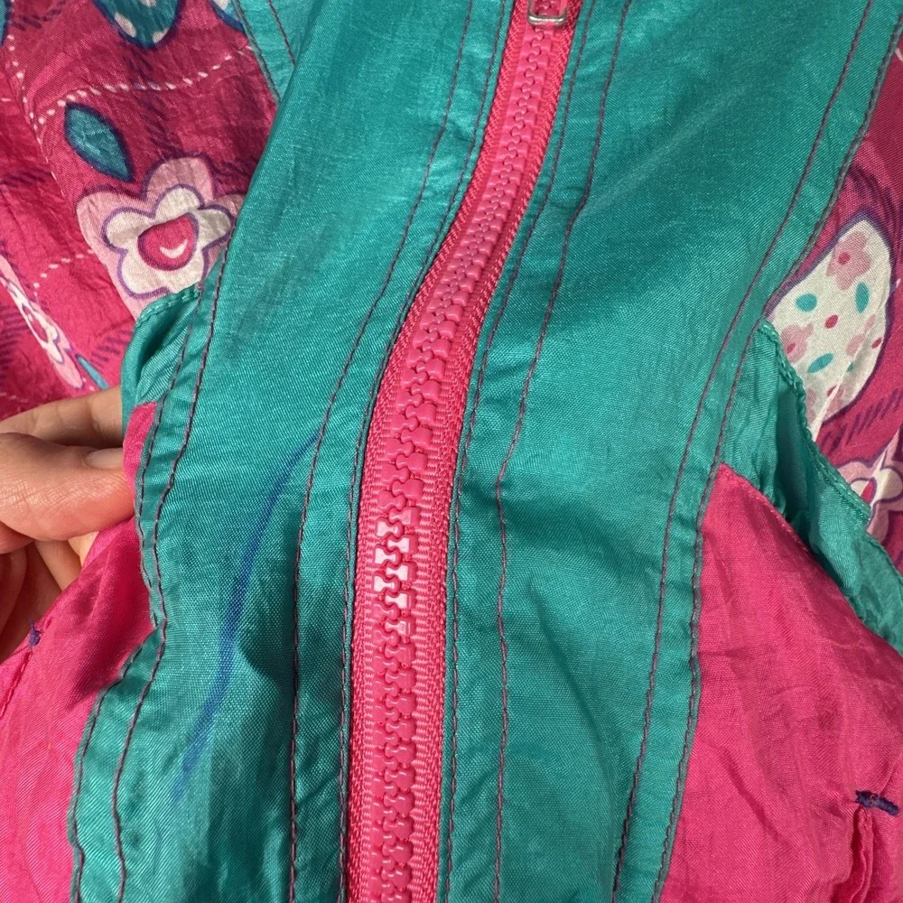 Vintage London Fog Medium Baby Jacket Medium Pink Green Retro Zip Colorful